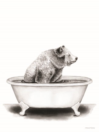 Framed Bear in Tub Print