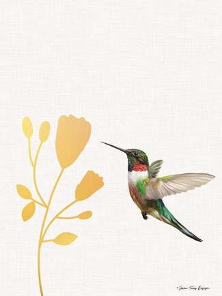 Framed Hummingbird and the Flower Print