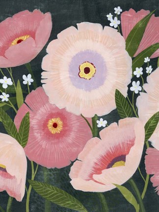 Framed Nighttime Blooms I Print