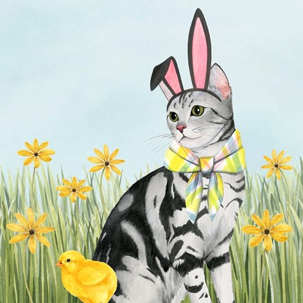 Framed Easter Cats III Print