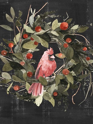 Framed Christmas Cardinal II Print