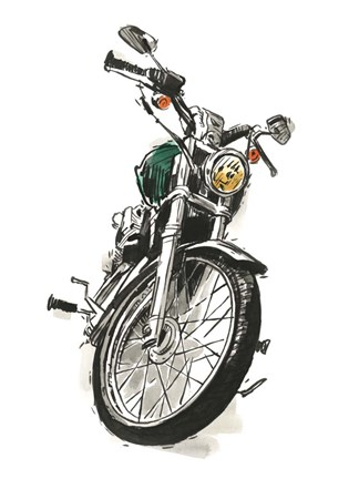 Framed Motorcycles in Ink I Print