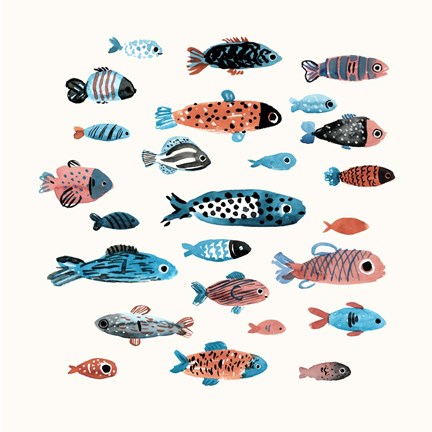 Framed Fish School I Print