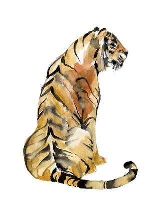 Framed Sitting Tiger I Print