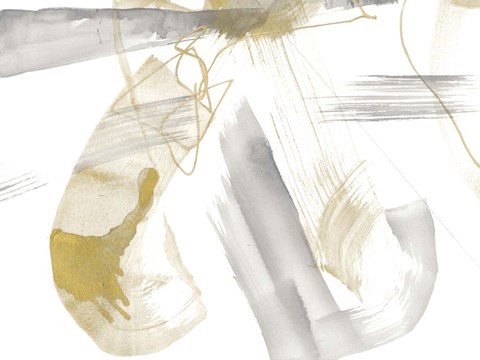 Framed Gold &amp; Grey Exploration VIII Print