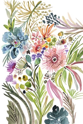 Framed Happy Flowers I Print