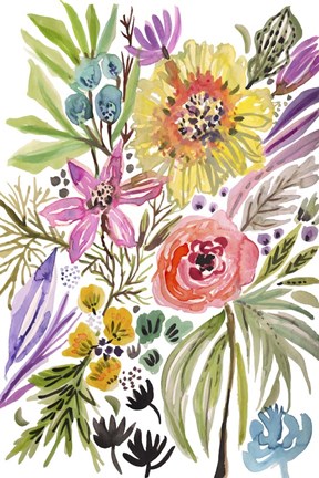 Framed Happy Flowers II Print