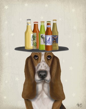 Framed Basset Hound Beer Lover Print