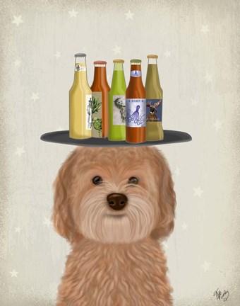 Framed Labradoodle Gold Beer Lover Print