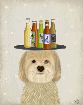 Framed Labradoodle Blonde Beer Lover Print