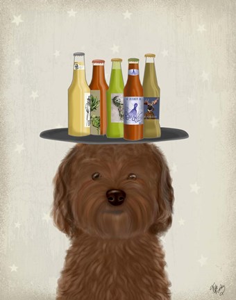 Framed Labradoodle Brown Beer Lover Print