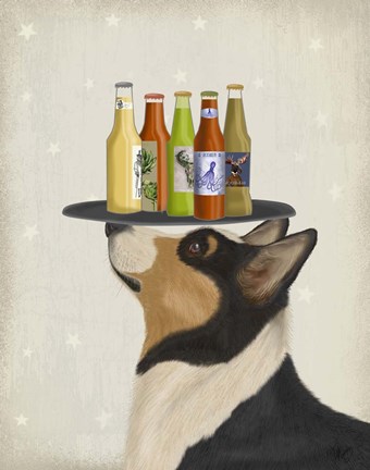Framed Corgi Tricolour Beer Lover Print