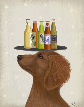 Framed Dachshund Tan Beer Lover Print