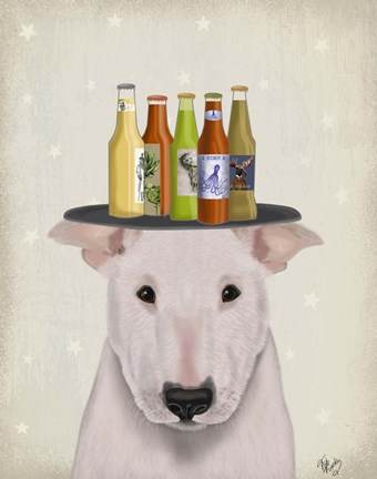 Framed English Bull Terrier Beer Lover Print