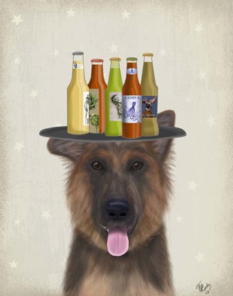 Framed German Shepherd Beer Lover Print