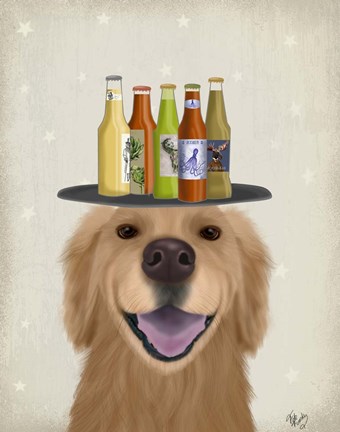 Framed Golden Retriever Beer Lover Print