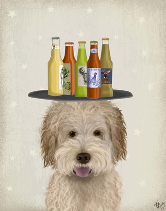 Framed Labradoodle Gold 1 Beer Lover Print