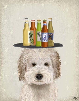 Framed Labradoodle Cream Beer Lover Print