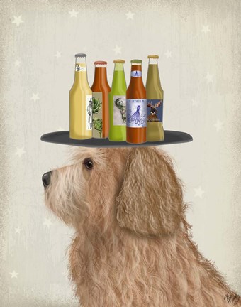 Framed Labradoodle Gold 2 Beer Lover Print