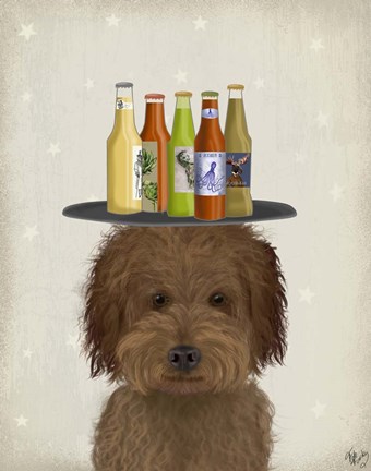 Framed Labradoodle Brown 1 Beer Lover Print