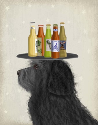 Framed Labradoodle Black 2 Beer Lover Print