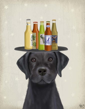 Framed Labrador Black Beer Lover Print