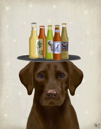 Framed Labrador Yellow Beer Lover Print