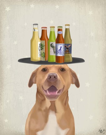Framed Pit Bull Beer Lover Print