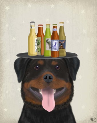 Framed Rottweiler Beer Lover Print