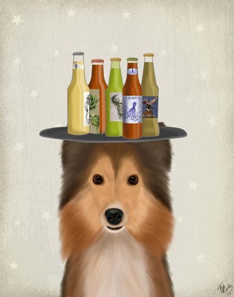 Framed Shetland Sheepdog Beer Lover Print