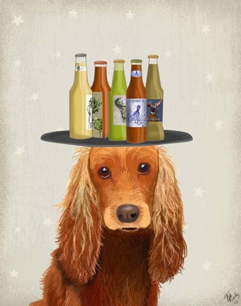 Framed Cocker Spaniel Golden Beer Lover Print