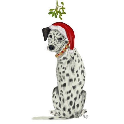 Framed Christmas Des - Dalmatian Mistletoe Print