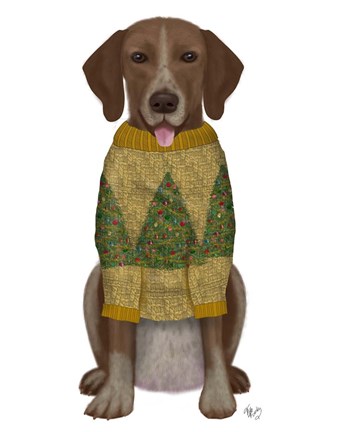 Framed Christmas Des - Mutt in Yellow Christmas Sweater Print