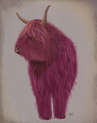 Framed Highland Cow 4, Pink, Full Print