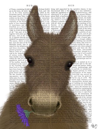 Framed Donkey Purple Flower Book Print Print