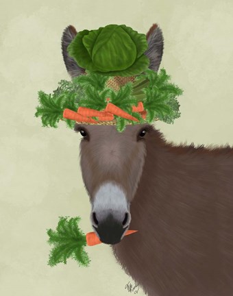 Framed Donkey Carrot Hat Print