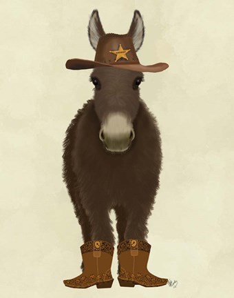 Framed Donkey Cowboy Print