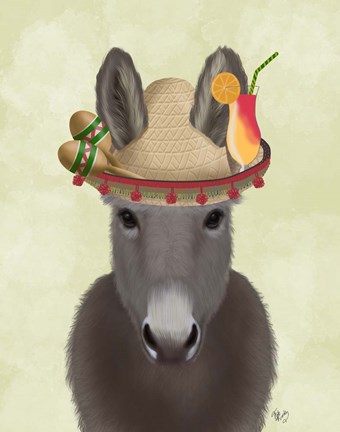 Framed Donkey Sombrero Print