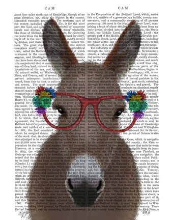 Framed Donkey Red Flower Glasses Book Print Print