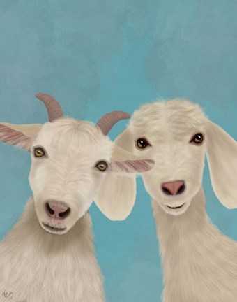 Framed Goat Duo, Looking at You Print