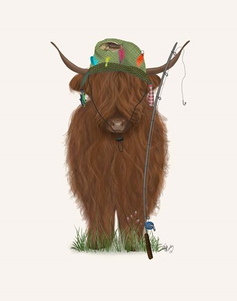 Framed Highland Cow Fisherman Print