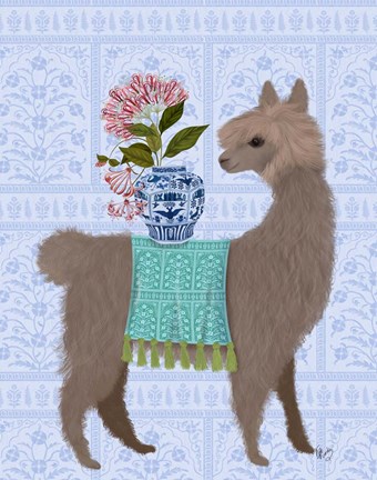 Framed Llama Chinoiserie 1 Print