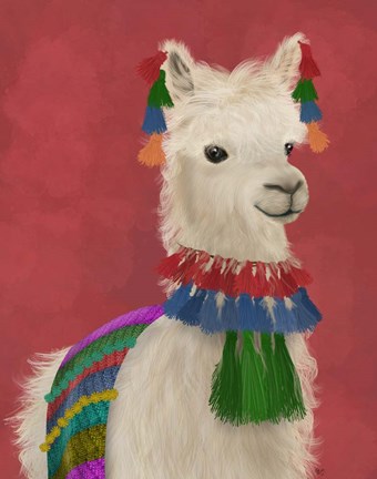 Framed Llama Traditional 1, Portrait Print