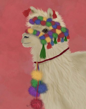 Framed Llama Traditional 2, Portrait Print