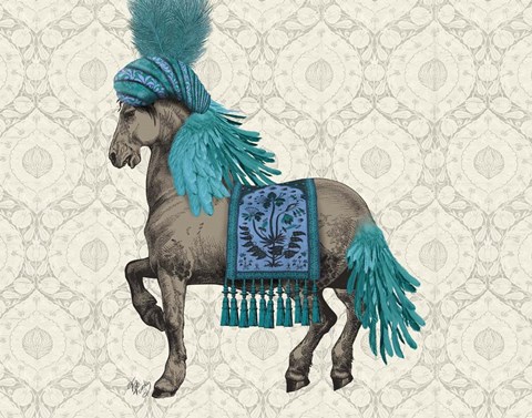 Framed Niraj Horse, Blue Print
