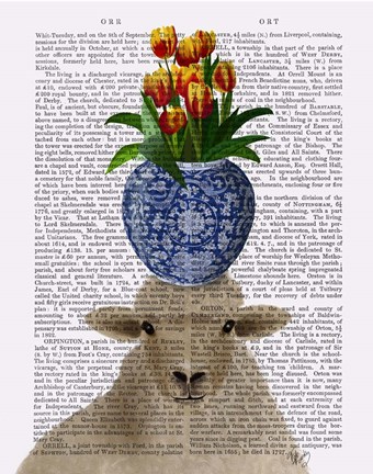 Framed Sheep and Tulips Book Print Print