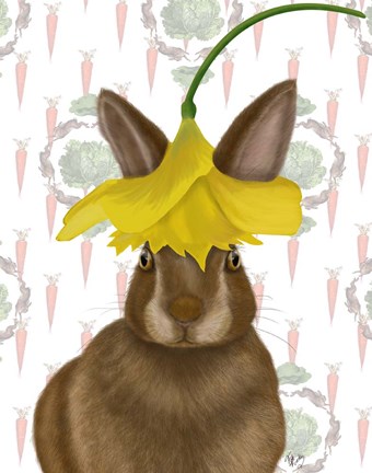 Framed Daffodil Rabbit Print