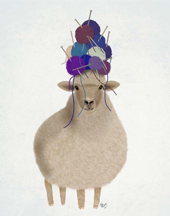 Framed Sheep with Wool Hat, Full Print