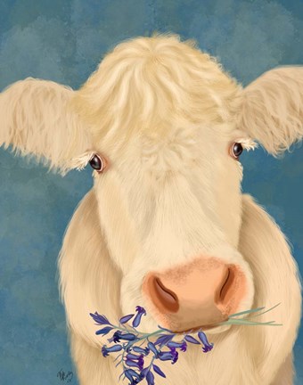 Framed Cow Cream, Bluebells Print