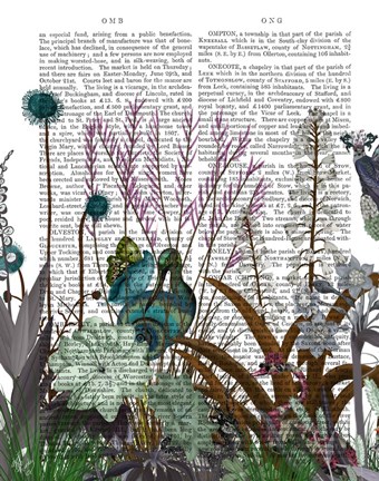 Framed Wildflower Bloom, Snail Bird Book Print Print